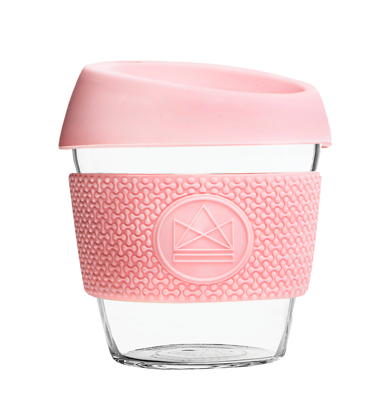 Sustainable glass coffee cups, 8oz, BPA-free in pink