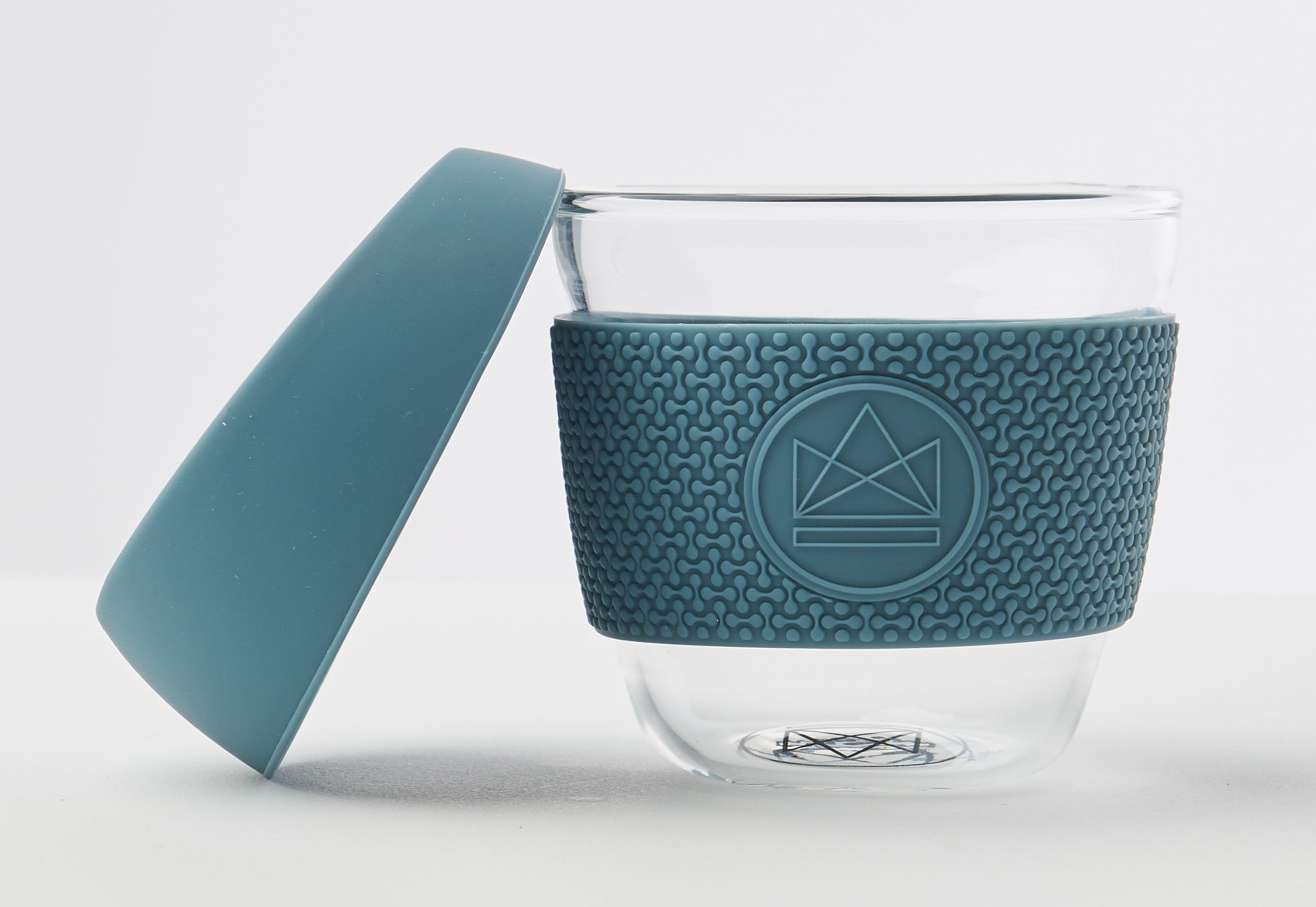 Sustainable glass coffee cups, 8oz, BPA-free in light blue
