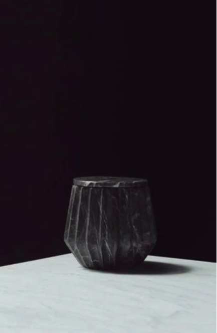 Hand-carved marble jar in black, gifts for corporate women