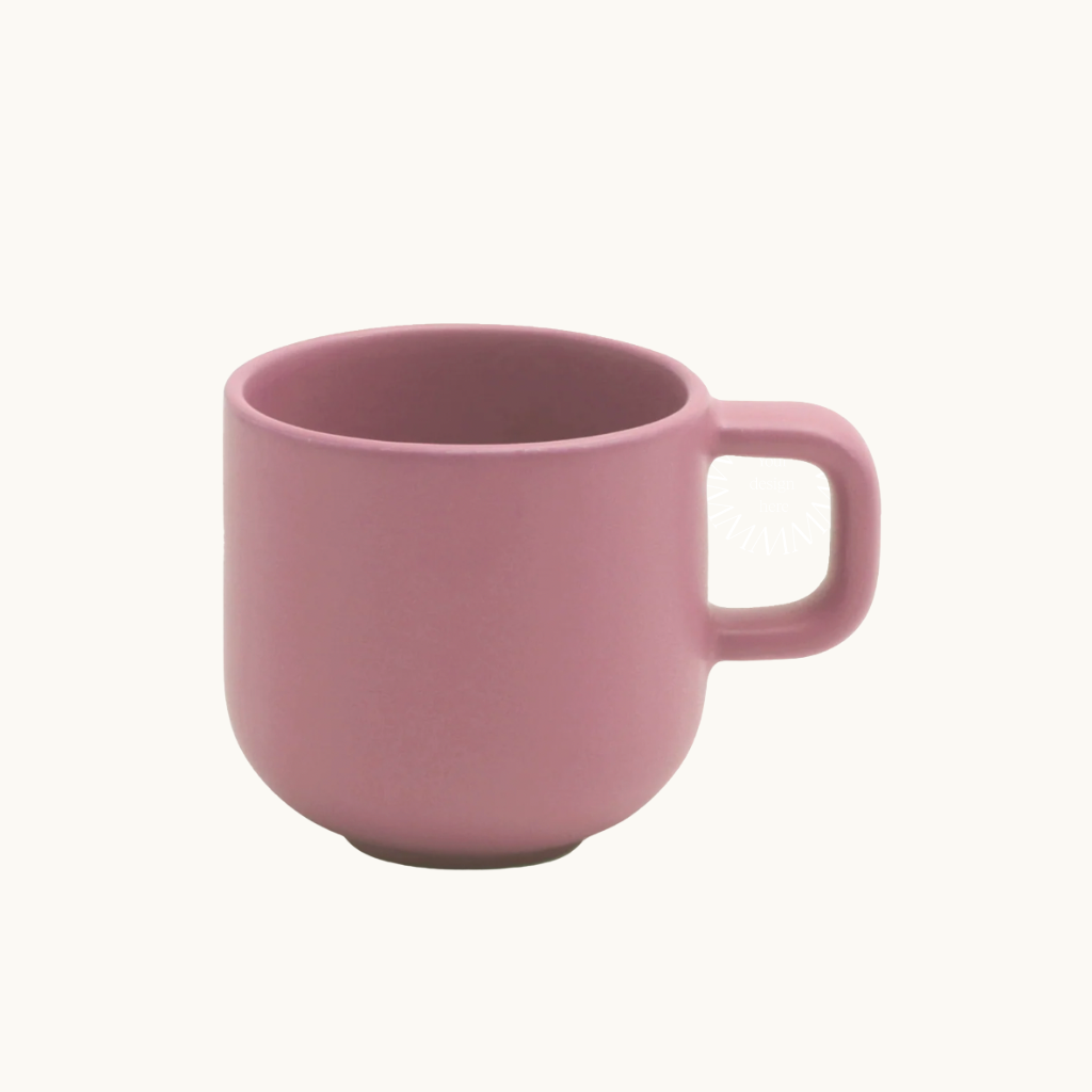 350ml ceramic cup in pink, responsibly made for eco-friendly corporate gifting from women-owned brands