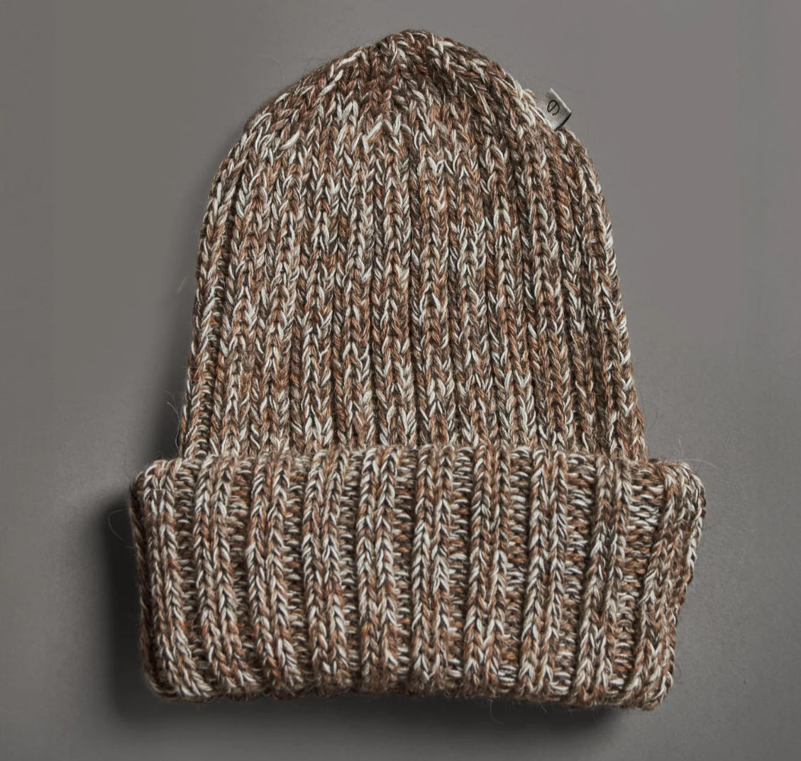 Beige fisherman merino wool beanie for premium eco corporate gifts