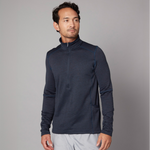 Men's zip neck jumper corporate branded clothing made from sustainable materials.