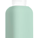 Eco glass bottle with light green silicone sleeve, 800ml premium reusable swag for conferences, giveaways and sustainable corporate goodies