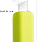 Measurement guide of 800ml Nuoc reusable glass bottle with silicone sleeve, eco-friendly corporate swag and branded merchandise