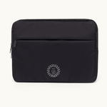 13-inch black laptop sleeve made from 10 recycled PET bottles, sustainable corporate gift.