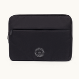 13-inch black laptop sleeve made from 10 recycled PET bottles, sustainable corporate gift.