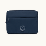 13-inch blue laptop sleeve made from 10 recycled PET bottles, sustainable corporate gift.