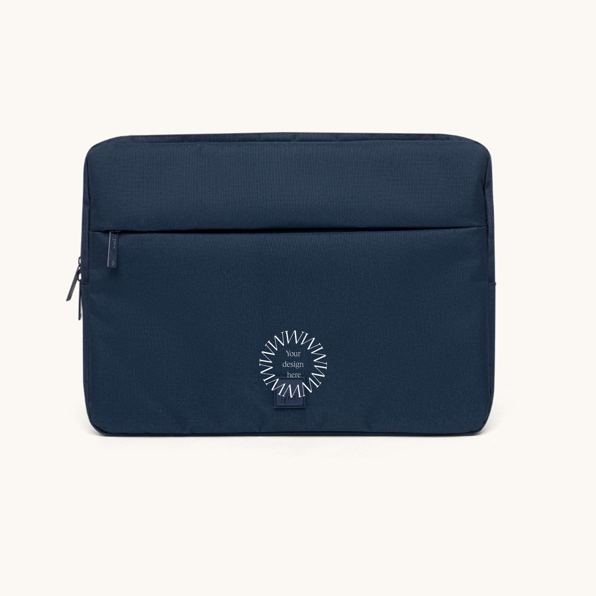 13-inch blue laptop sleeve made from 10 recycled PET bottles, sustainable corporate gift.