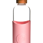 Pink Glass Water Bottle 1L / 34oz. Branded premium eco merch 