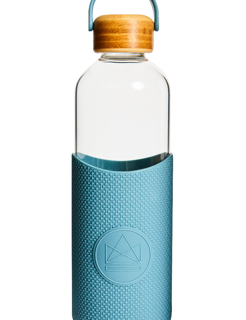 Glass Water Bottle 1L / 34oz in blue