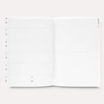 Weekly spread of the 2026 planner with clean, spacious pages. Client thank-you gift and eco-friendly branded merch stationery.