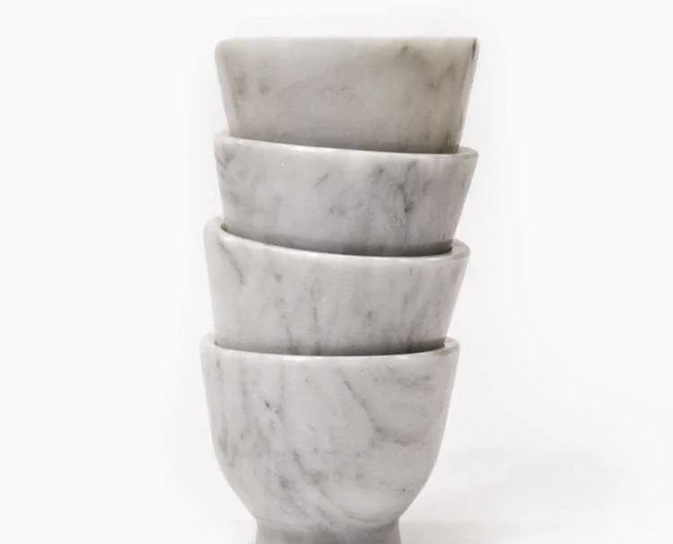 White Marble Mezcal shot glasses 