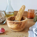 Rustic Olive Wood Mortar & Pestle. Unique corporate gifts