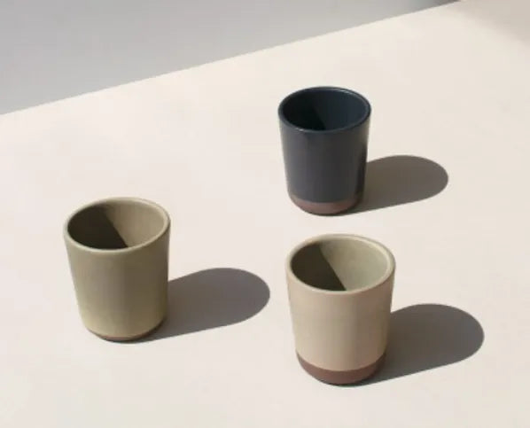 Handmade ceramic coffee cups no handle