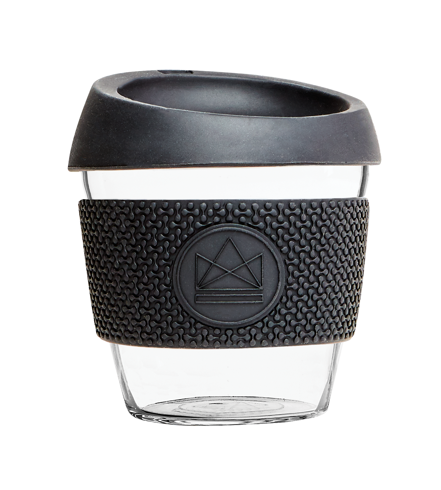 Sustainable glass coffee cups, 8oz, BPA-free in black