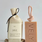 Amélie natural soap on a rope with cotton gift bag