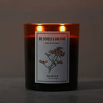 De-Stress and Breathe aromatherapy candle by Norfolk Natural Living lit with two wicks