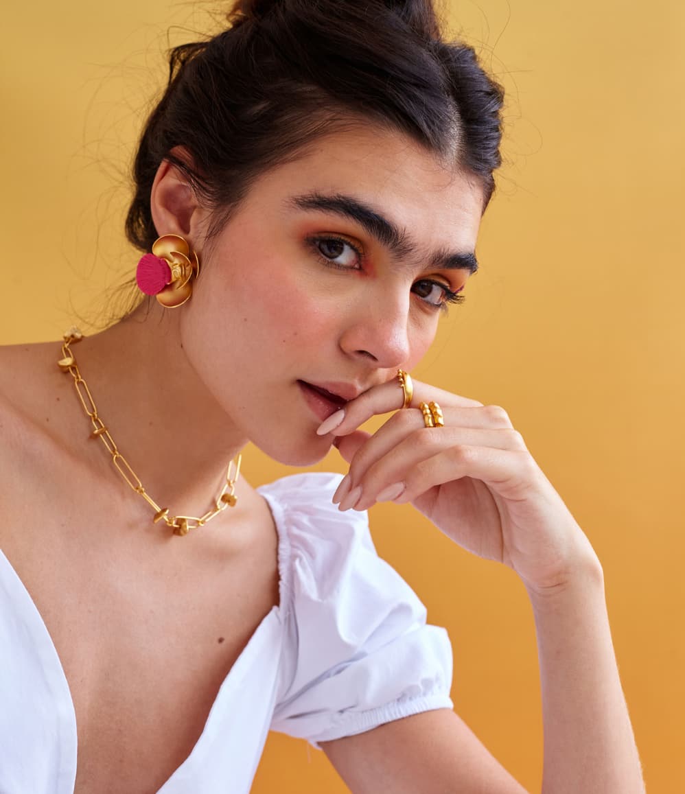 Handcrafted gold plated earrings premium corporate gift supporting women owned business
