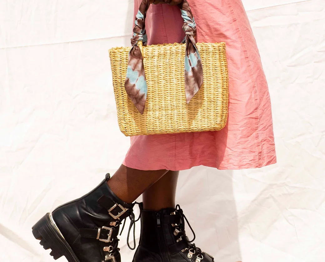 Handwoven straw tote bag from Ghana, unique sustainable corporate gift for women