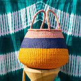 Ghanaian Bolga straw basket suitable for plants or organising small items

