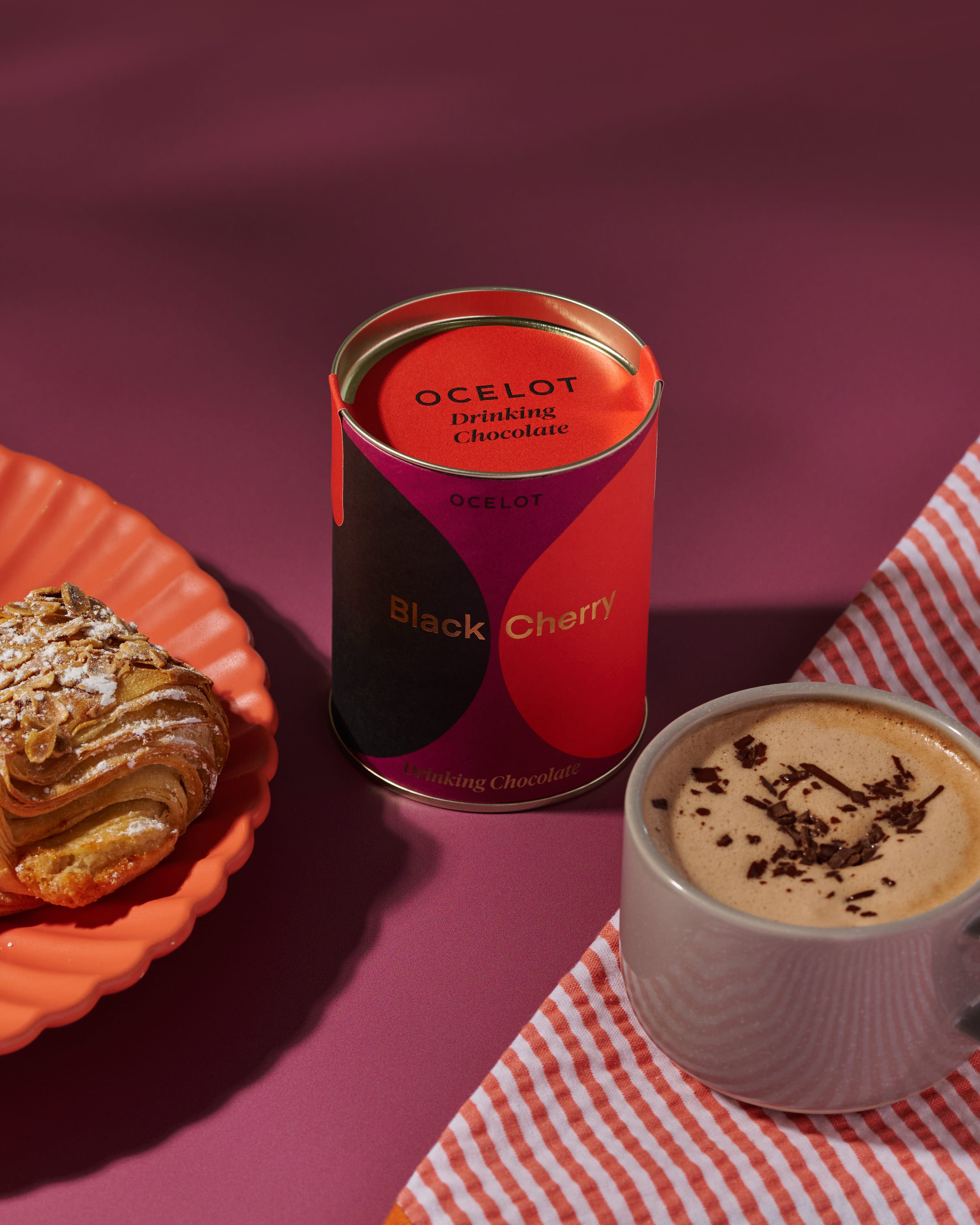 client and employee gifting black cherry drinking chocolate