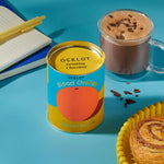 client and employee gifting blood orange drinking chocolate