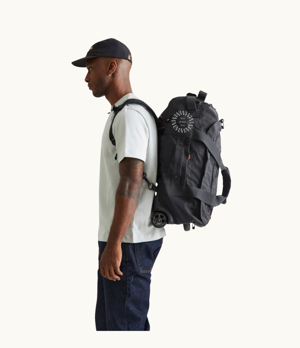 Carry on wheeled duffel 37L black premium gifts for executives and clients