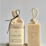 Classic Twist natural soap on a rope with cotton gift bag