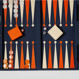 Classic blue  leather backgammon set, a premium corporate gift for executive teams and brand activations.