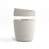 Reusable Glass Coffee Cup with Lid 400ml / 14 oz. Corporate branded swag