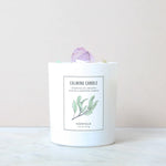 Gemstone aromatherapy candle with Amethyst and Green Calcite
