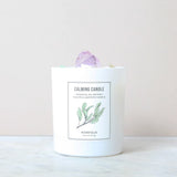 Gemstone aromatherapy candle with Amethyst and Green Calcite