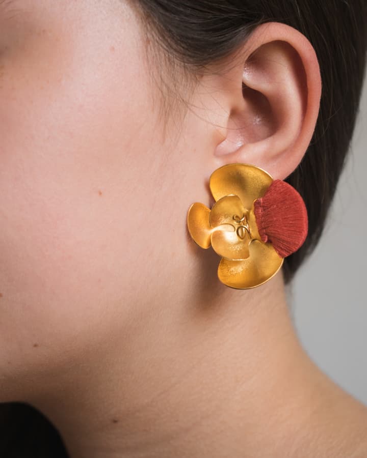24k Gold plated artisan earrings premium corporate gift from women owned brand