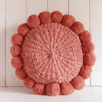 Handwoven Wool Cushion Cover in coral