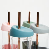 Glass Smoothie Cups with a Straw 20oz