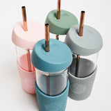 Glass Smoothie Cups with a Straw 20oz