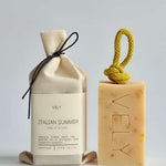 Italian Summer natural soap on a rope with cotton gift bag
