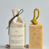 Italian Summer natural soap on a rope with cotton gift bag