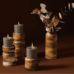 Wooden artisan-made candle holders, premium sustainable corporate gifts for executive women