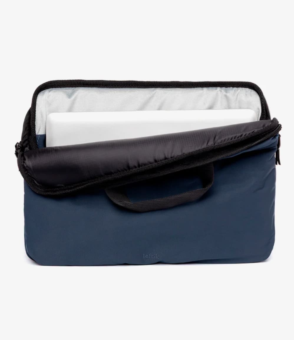 Recycled laptop briefcase with padded compartment for a 16 inch laptop