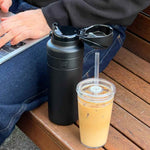 Black Ora insulated water bottle with leakproof lid and carry loop