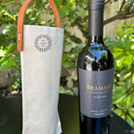 Personalised canvas and leather wine carrier with company logo