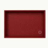 Plain red desk tray showing the available logo placement area
