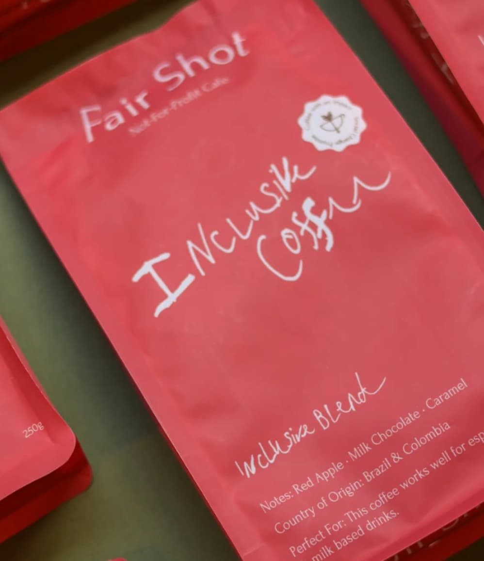 Fair Shot Inclusive Blend coffee bags displayed together