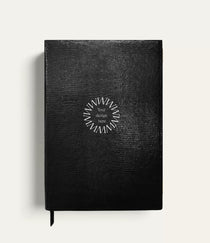Personalised notebook with faux lizard embossed cover and gold foil branding, handmade in England for corporate gifting.