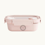 Personalised pink glass airtight lunch box for sustainable corporate gifts and eco swag