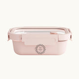 Personalised pink glass airtight lunch box for sustainable corporate gifts and eco swag