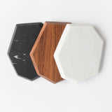 Marble and Wood Coasters-Set of 4
