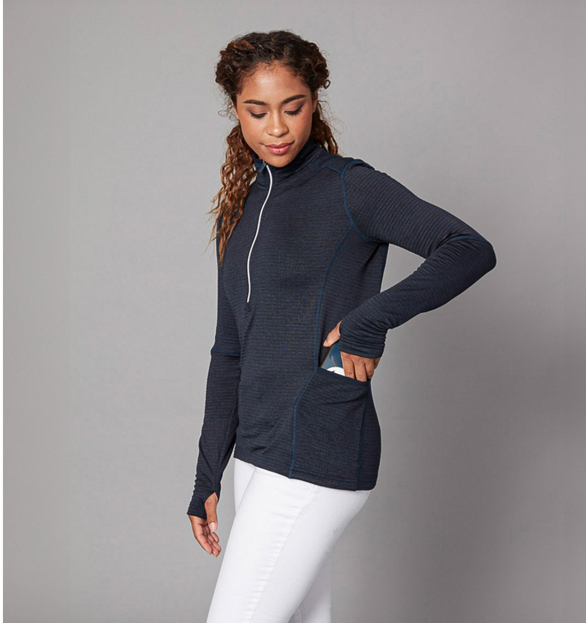 Women zip neck jumper