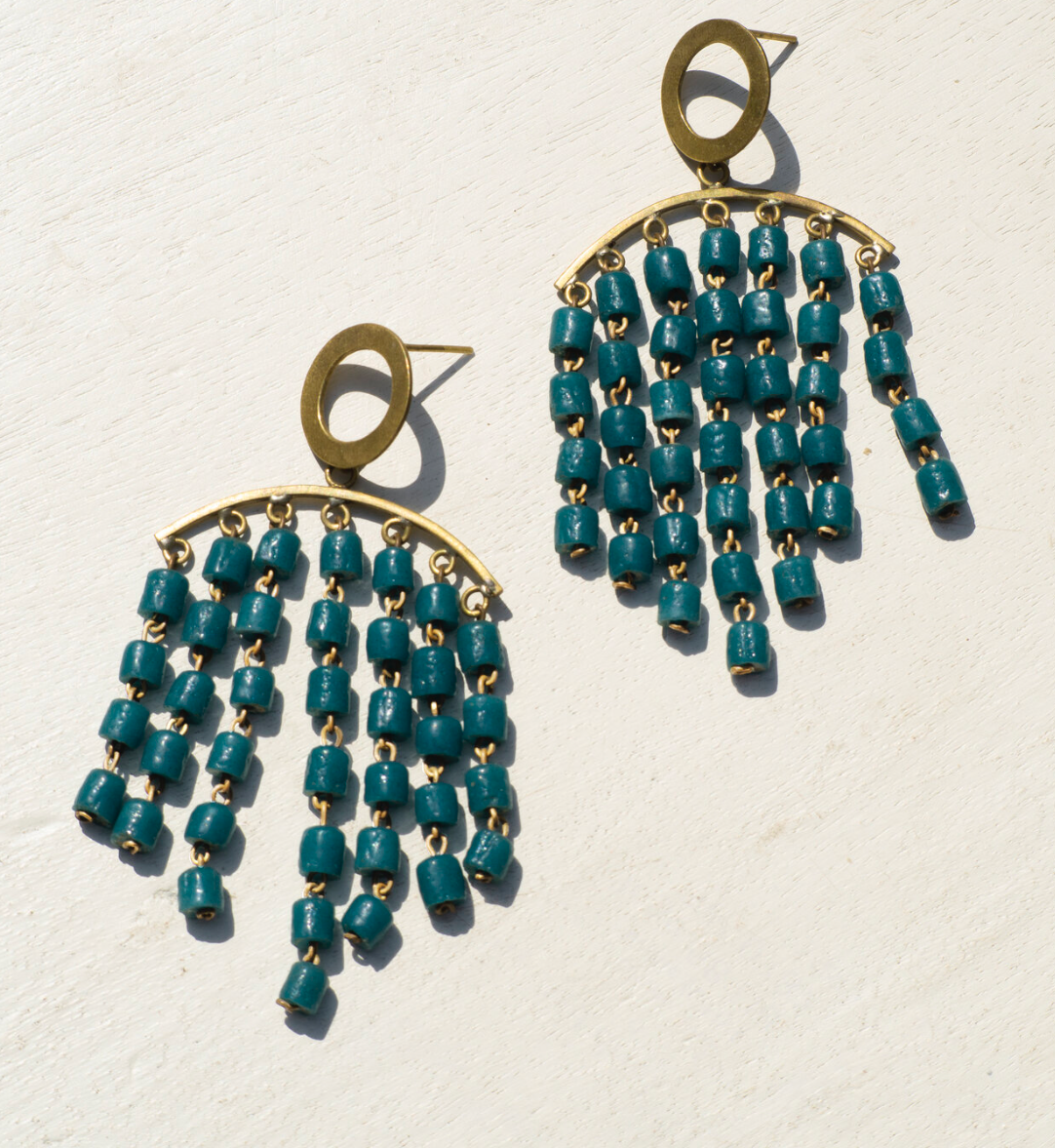 24k gold plated and glass earrings